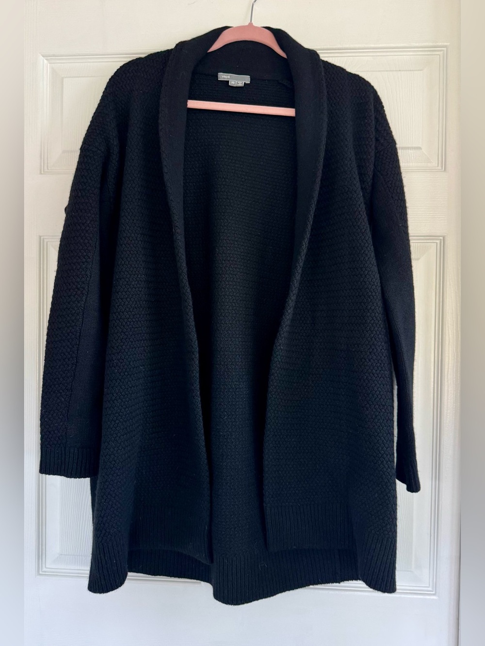 Vince Black Wool Yak Textured Long Cardigan Sweater XS